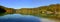 Fusine Lakes, Lower Lake in early autumn, Italy Panorama