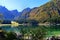 Fusine Lakes, Upper Lake in early autumn, Italy