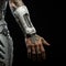 Fusion of Advanced Robotic Arm and Tattooed Human Skin. AI generation