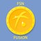 Fusion Coin cryptocurrency blockchain icon. Virtual electronic, internet money or cryptocoin symbol, logo