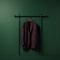 Fusion Of East And West: Emancicore Burgundy Suit On Green Hanger