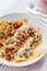 Fusion food Soboro Chicken Nachos: Japanese-style stir-fried chicken with tomato salsa, yogurt and Thai-style seafood sauce