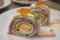 Fusion onigiri sushi salmon rolls