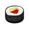 Futomaki with tuna and avocado illustration in color cartoon style. Editable vector graphic design.