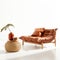 Futon With Tan Leather Bouroullec Lounge Chair