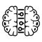 Future binary brain icon, simple style