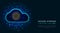 Future cyber security technology. Cloud data or network protection with padlock symbol on abstract blue background. Secure digital