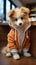 Future Fashionista: A Pompous Pomeranian in an Orange Hoodie on