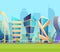 Future metropolis city skyline building cartoon vector illustration