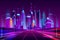 Future metropolis highway neon cartoon vector