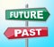 Future Past Represents Placard Signboard And Evolution