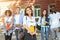 Future Professionals. Portrait of diverse university students posing outdoors in campus