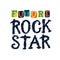 Future rock star. Grunge monochrome rock music stamp print. Hand drawn lettering. Ideal for printing on T-shirts, baby