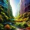 future smart cities, sustainable citys, sustainble highrises with lush planting