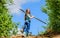 Future success. small girl on rancho. summer farming. farmer small girl. garden tools, shovel and watering can. kid