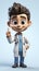Future Surgeon Charming Animated Medical Character in Scrubs.