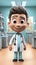 Future Surgeon Charming Animated Medical Character in Scrubs.