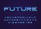 Future techno concept style vector font with uppercase and digit number