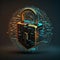 future technology data protection, Cybersecurity padlock protection, Ai generative