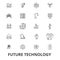 Future technology, future vision, futuristic, business, robot, cyborg, control line icons. Editable strokes. Flat design