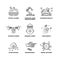 Future technology and robot artificial intelligence outline vector icons