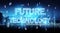 Future technology text hologram 3D rendering