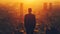 Future Vision - Silhouette of a Businessman Overlooking the City