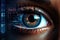 Future woman futuristic secure closeup female focus technology eye scan access concept digital identification