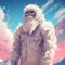 Futurism Minimalism: The White Furry Man And The Mountain