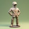 Futurist Dynamism: 3d Model Of Beige Suit Security Guard