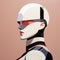 Futurist Female Character Digital Illustration: Dark, Sleek, And Minimalist