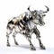 Futurist Mechanical Precision: 3d Bull With Golden Horn