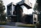 Futurist modern house. Architect\\\'s house. House with large windows. Real estate. Real estate agency. Real estate agent