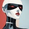 Futurist Robot Woman: A Monochromatic Painting Inspired By Georgy Kurasov And Patrick Nagel