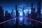 Futuristic 3D render Cyber night cityscape with captivating luminosity