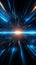Futuristic 3D rendering Blue neon warp jump beams in space tunnel
