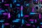 Futuristic abstract cyberpunk pattern with neon accents and digital overlays