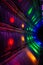 Futuristic abstract glowing colorful photon tunnel made from DMX lights