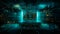 Futuristic abstract teal glowing room background wallpaper