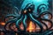 Futuristic AI Kraken: Robot Tentacles with Advanced Technology, Central Core Emitting a Menacing Glow