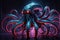 Futuristic AI Kraken: Robot Tentacles Extending with Precision Chassis Adorned with Pulsating Neon