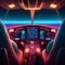 Futuristic aircraft cockpit. View from inside the plane. 3d rendering AI generated
