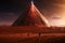 Futuristic alien stone pyramid. Generate Ai