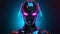 Futuristic android neon cyberpunk. Hardwired cyberpunk 3D illustration of science fiction cyberpunk muscular male woman