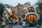 Futuristic Art Nouveau house, future building smart unreal, cityspace abstract technology modernism interior details