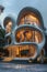 Futuristic Art Nouveau house, future building smart unreal, cityspace abstract technology modernism interior details