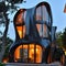 Futuristic Art Nouveau house, future building smart unreal, cityspace abstract technology modernism interior details