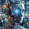 Futuristic Artificial intelligence, Cyborg bionic human robotic synthetic android Cyberpunk concept