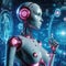 Futuristic Artificial intelligence, Cyborg bionic human robotic synthetic android Cyberpunk concept