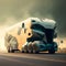 Futuristic AV Cargo Truck Illustration for Autonomous Transportation, generative ai